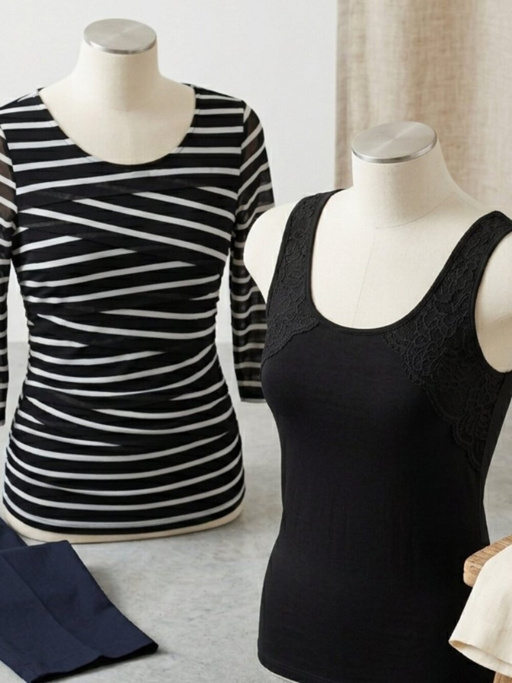 Bundle 2 Alfani Striped + Solid Blouse + Sleeveless Tops